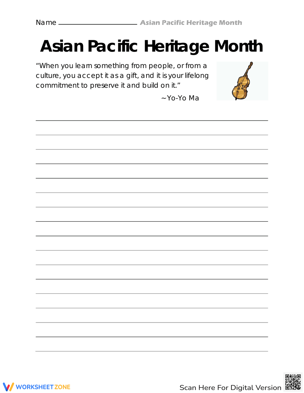 Asian Pacific Heritage Month Writing | Grade 6 Printable - Page 1
