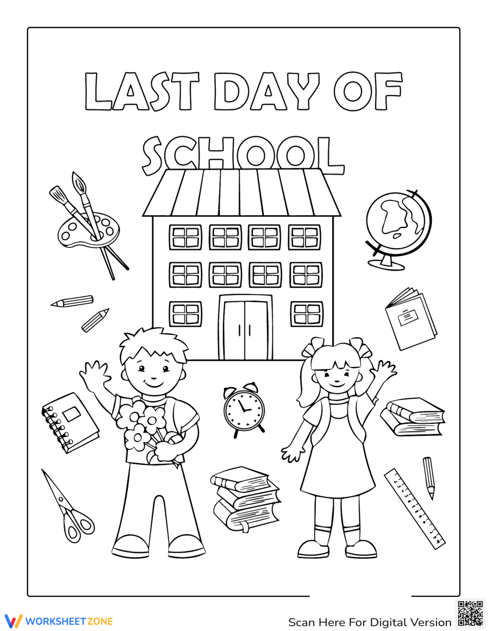 Printable Last Day of School Coloring Page - Page 1
