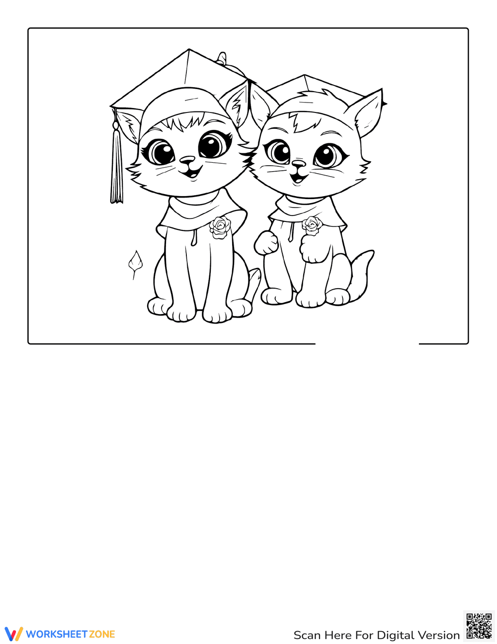 End of Year Cats Coloring Page | Printable Grade K-3 - Page 1