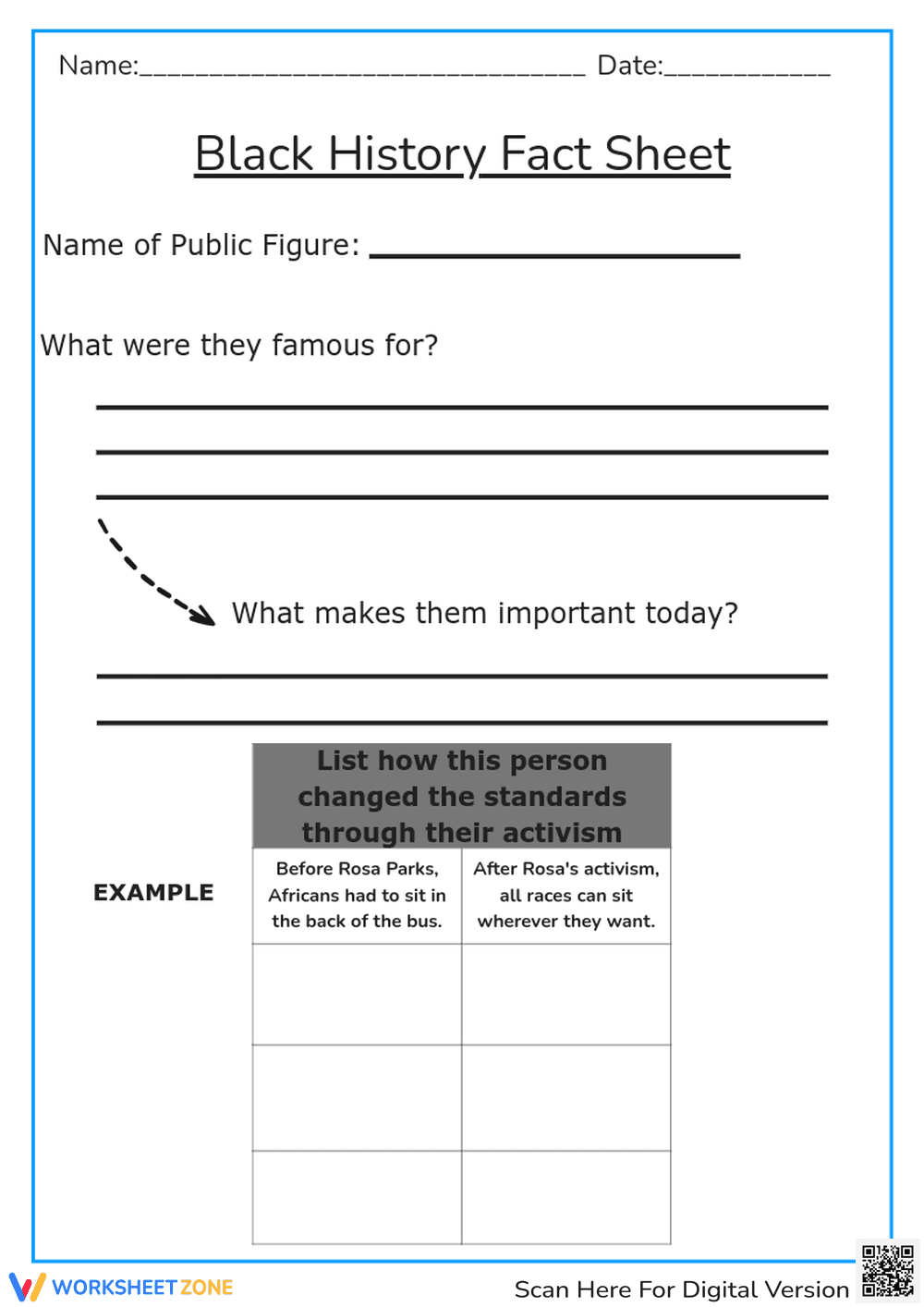 Black History Month Notes Sheet | Essential Grade 5-6 - Page 1