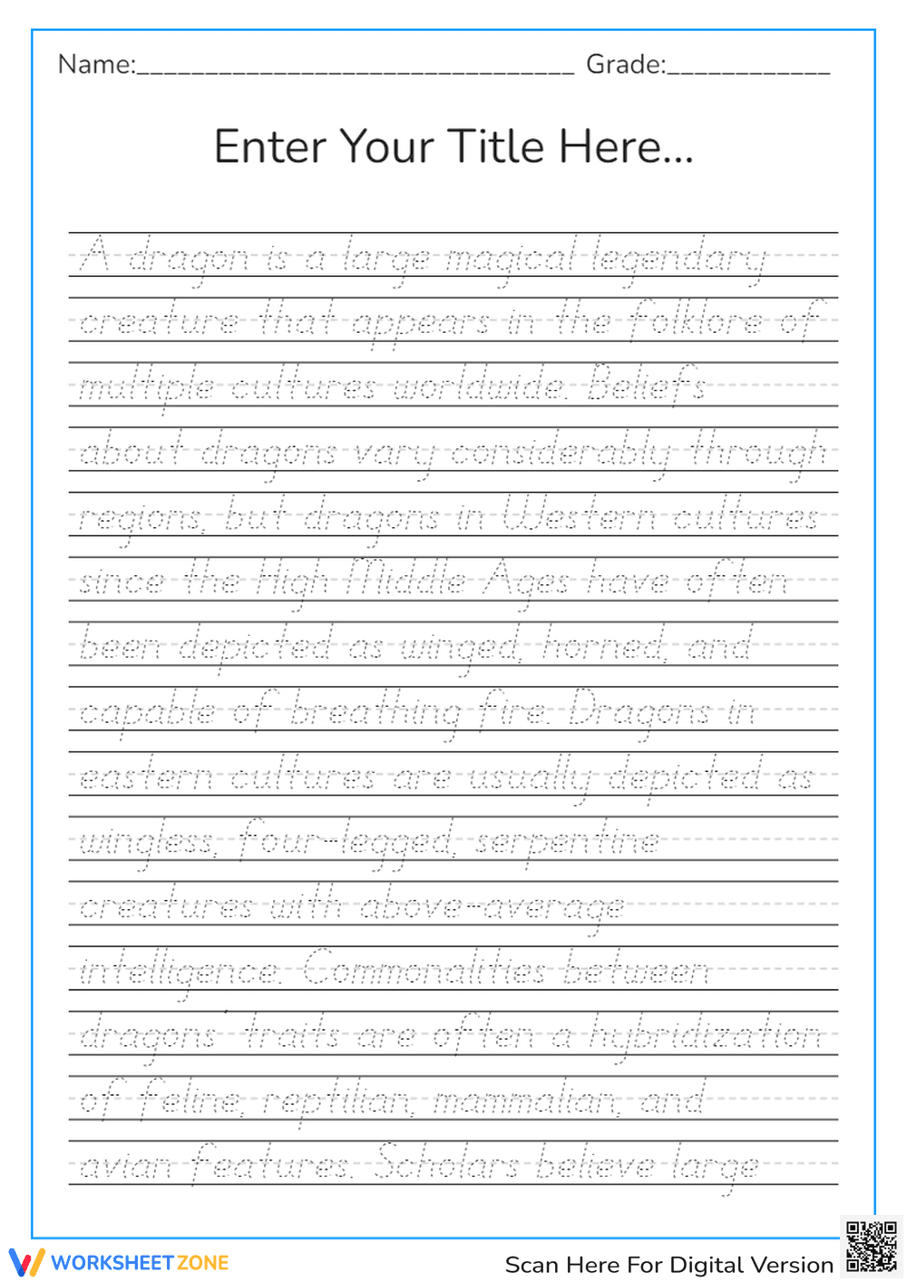 Dragons! Fun Facts and Handwriting Practice - Page 1