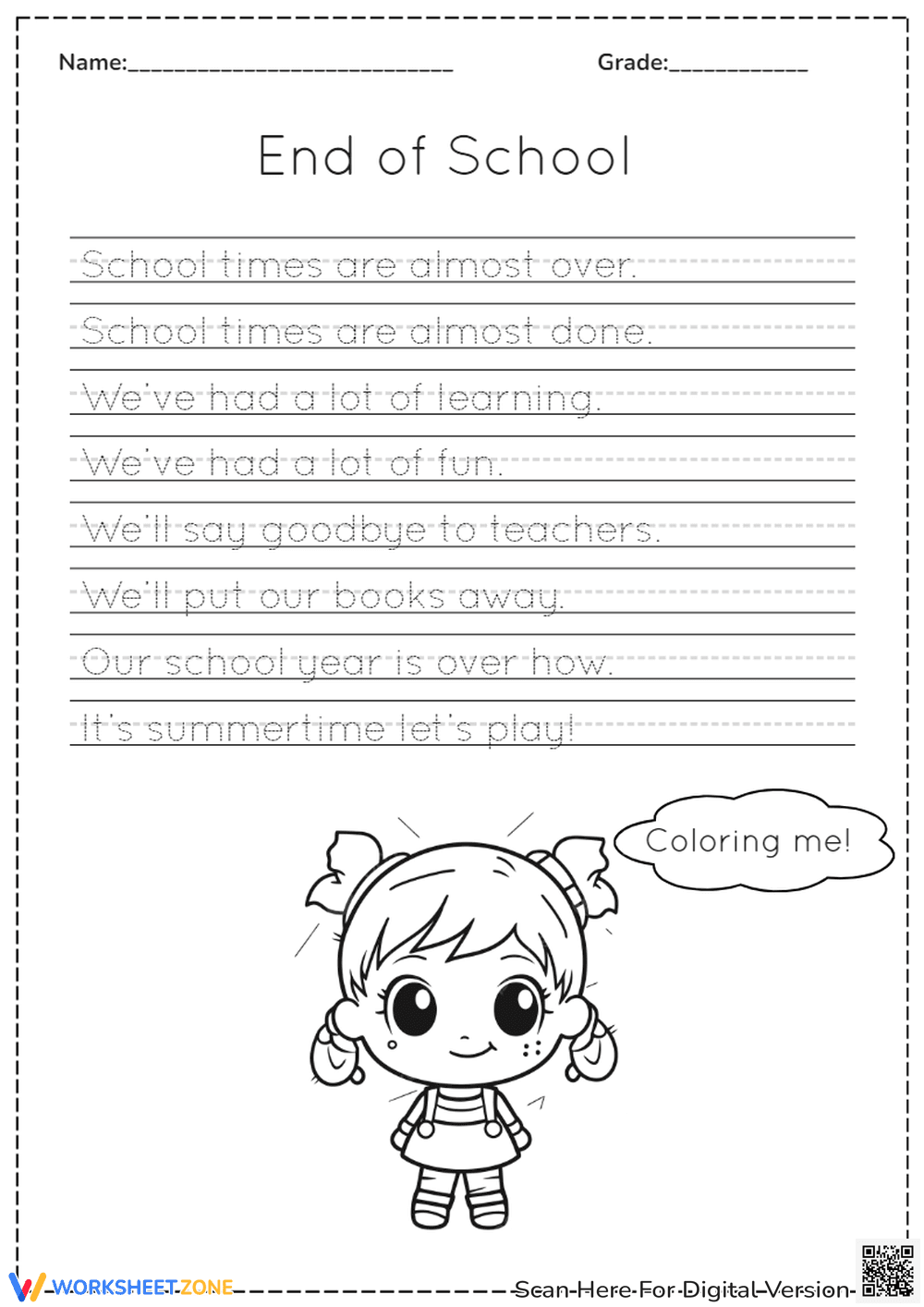 Grade K Handwriting — Printable No-Prep Worksheet - Page 1