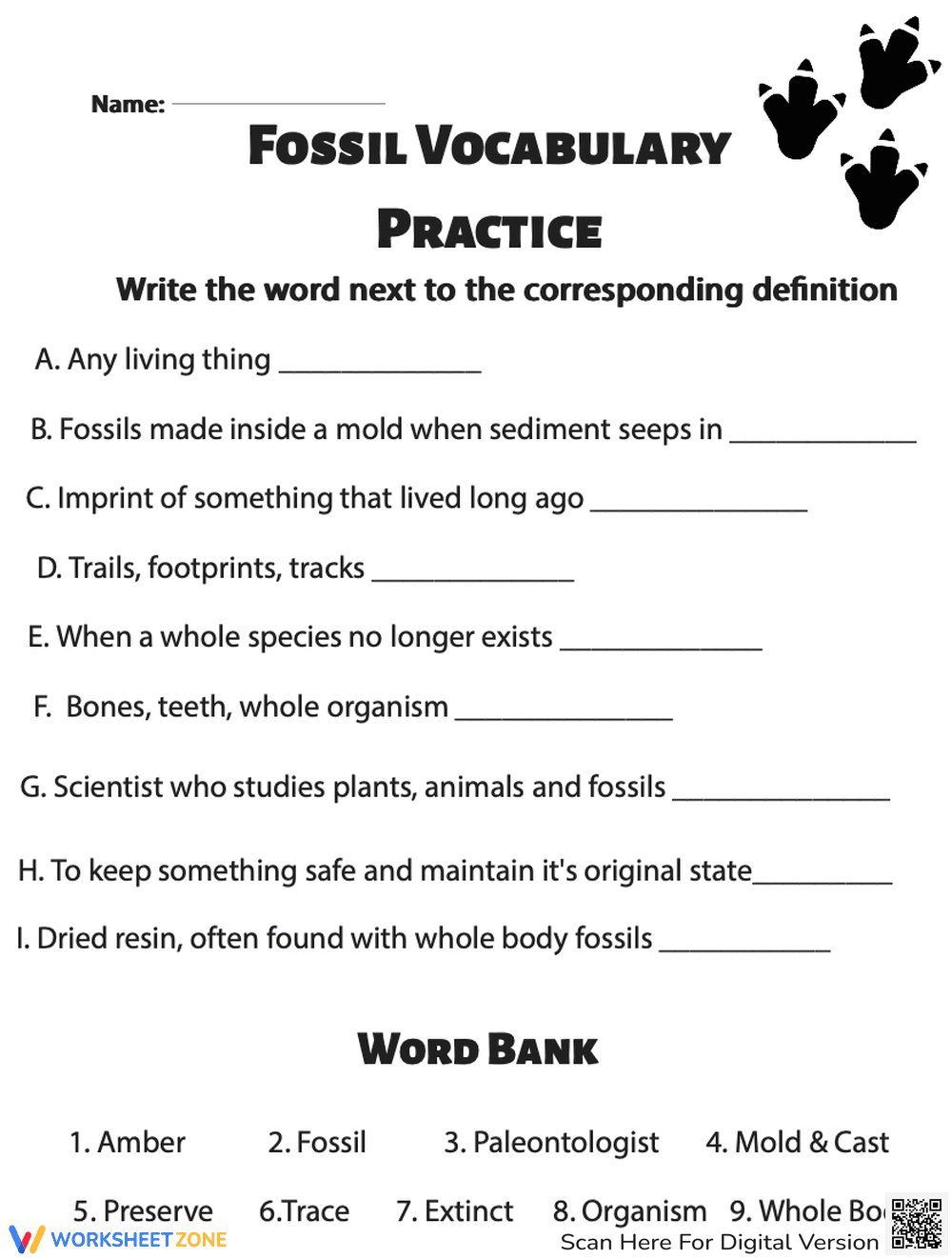 Fossil vocab practice - Page 1