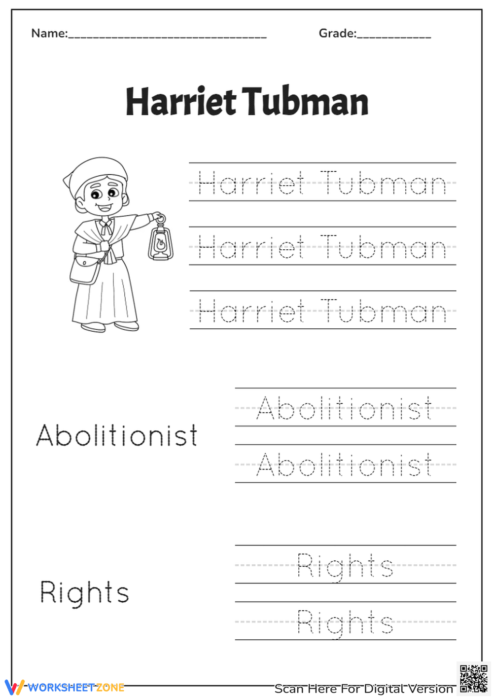 Black History Month Tracing - Harriet Tubman - Page 1