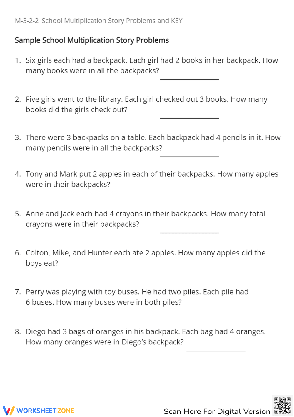 2nd Grade Multiplication Story Problems - School Supplies Math - Page 1