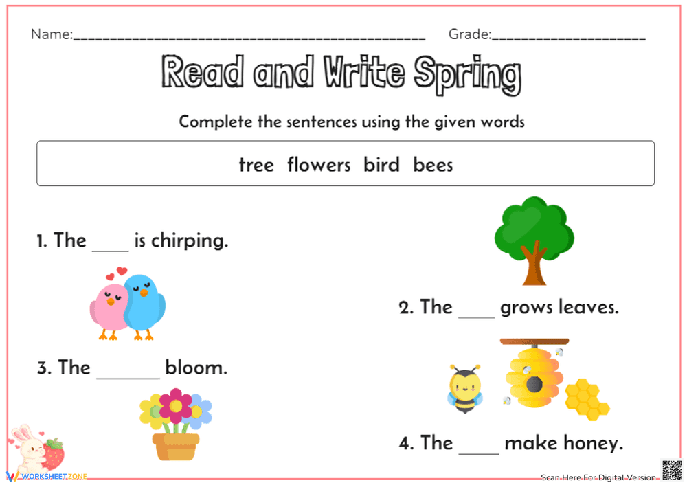 Spring Vocabulary Worksheet | Grade 1-3 Printable - Page 1