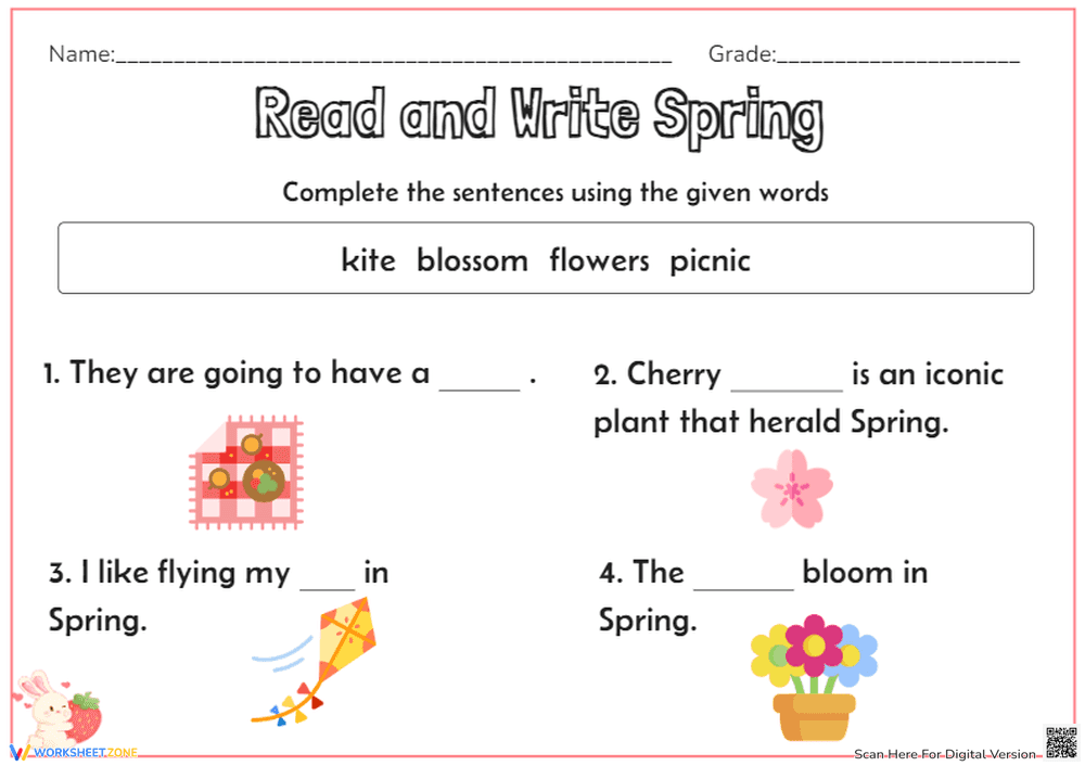 Spring Vocabulary Worksheet | Grade 2 Essential - Page 1