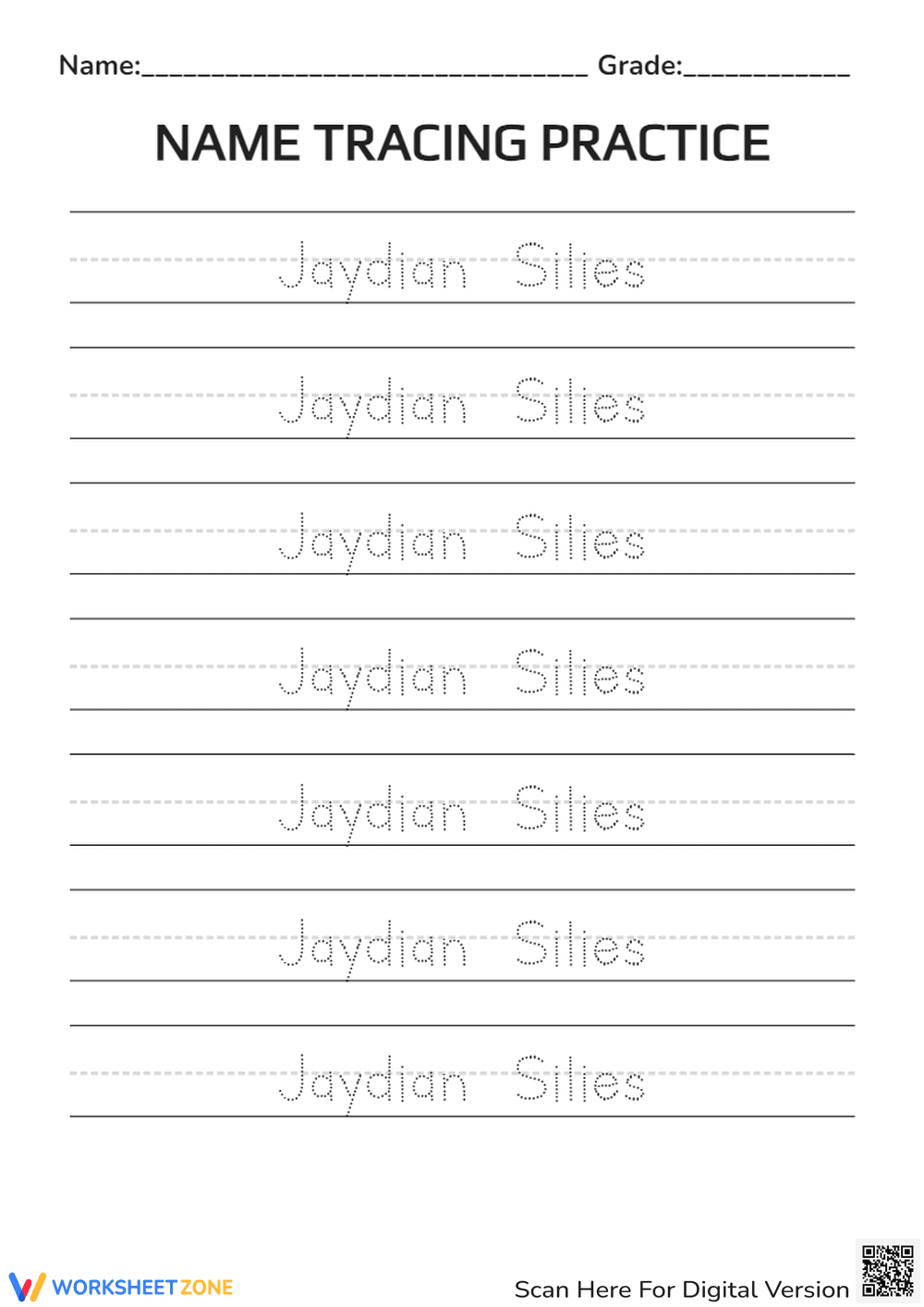 Essential Name Tracing Worksheet | Grade K-1 Printable - Page 1