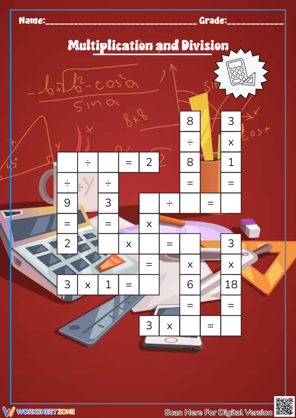 Multiplication and Division Crossword | Grade 3 Essential - Page 1