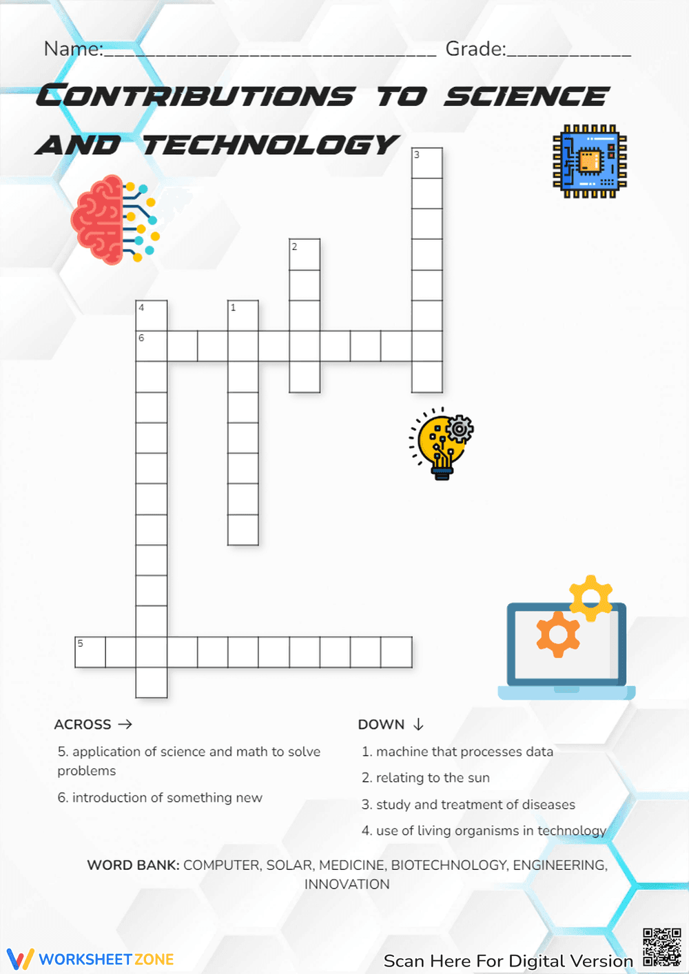 Science and Tech Crossword | Grade 6 Essential - Page 1