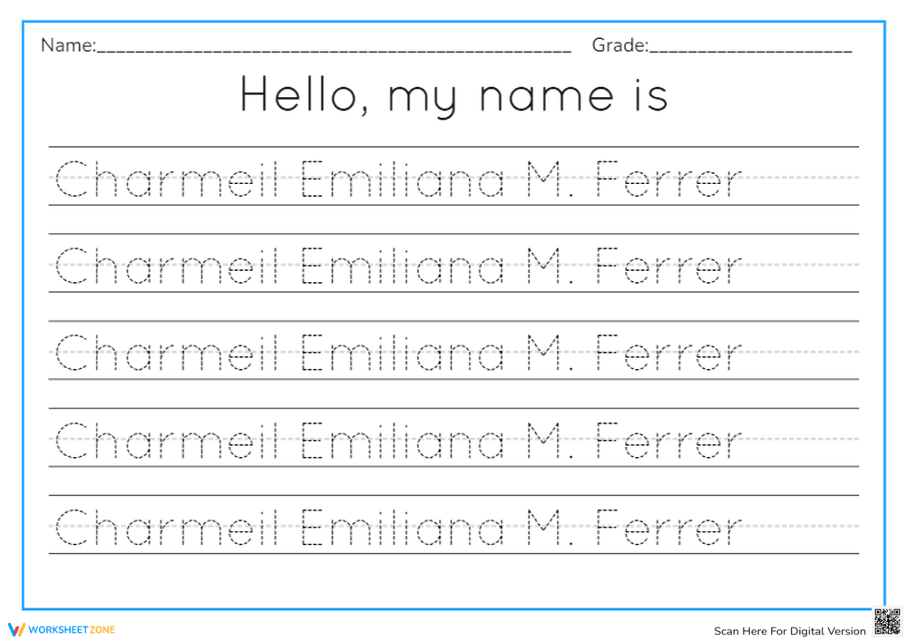Name Tracing Practice | Essential Grade K-1 Handwriting - Page 1