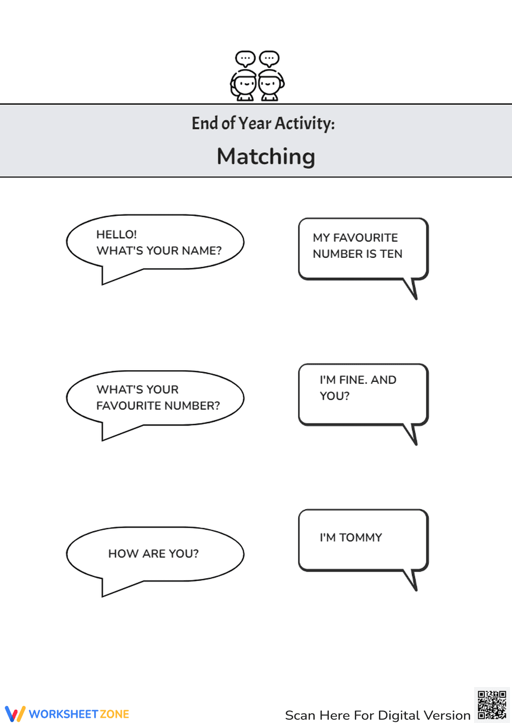 End of Year Activity : Talk Matching - Page 1