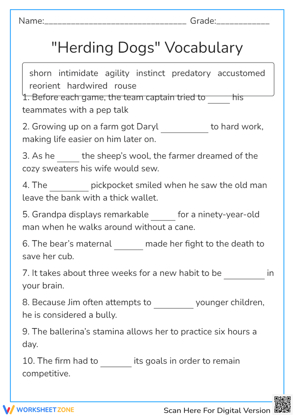Herding Dogs Vocabulary - Page 1
