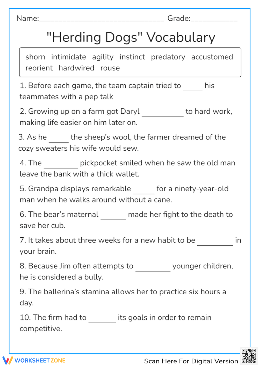 Herding Dogs Vocabulary - Page 1