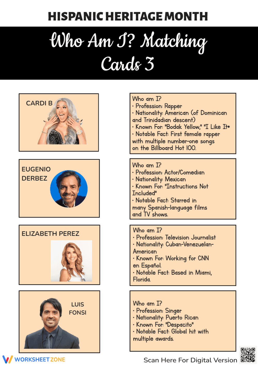 Hispanic Heritage Month Matching Cards | Grade 1-3 Ready - Page 1