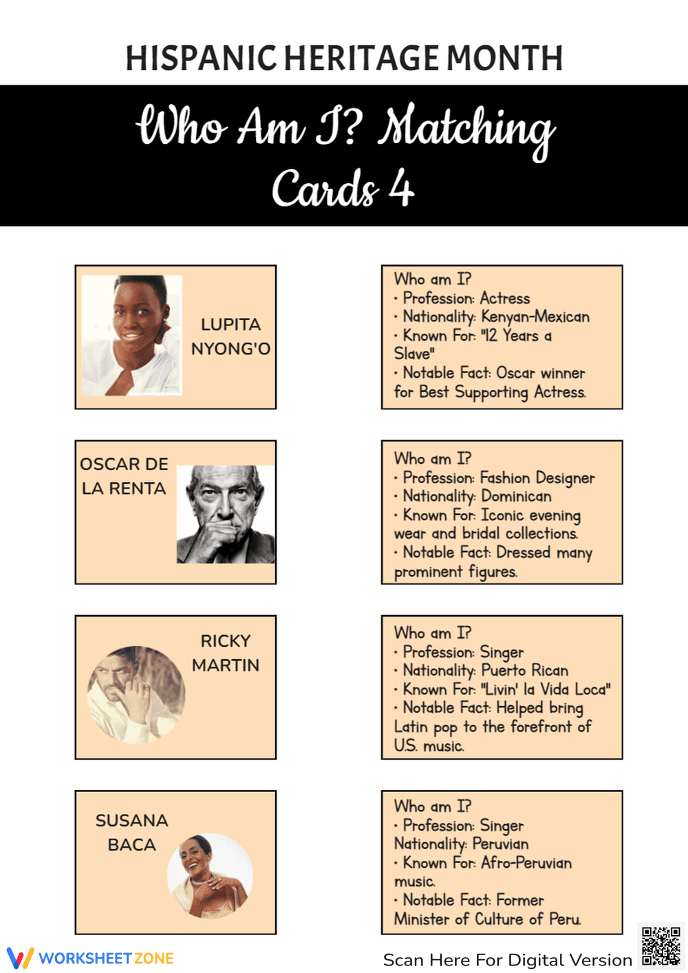 Essential Hispanic Heritage Month Matching Cards | Grade 1-3 - Page 1