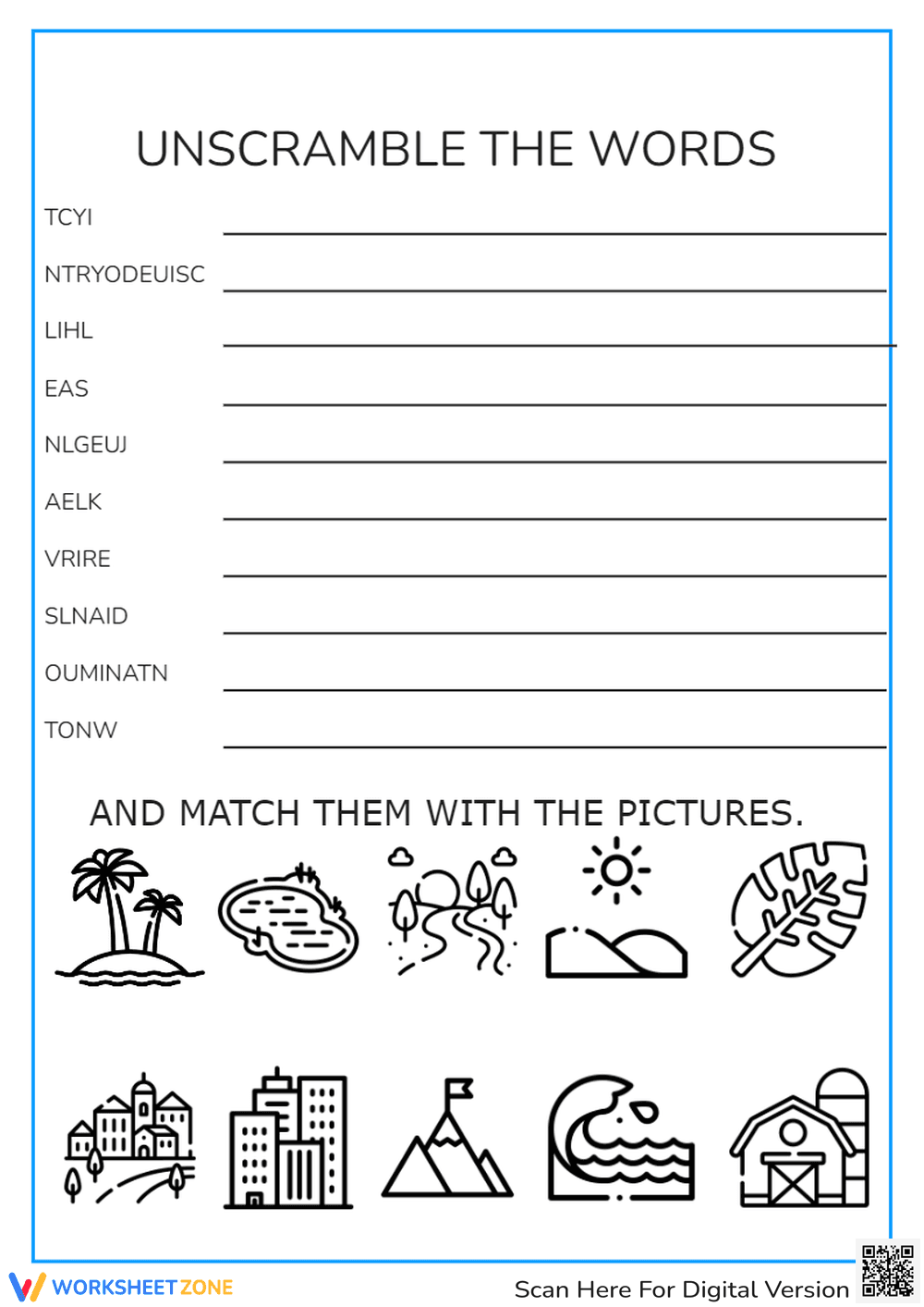 Grade 3 Geography Word Scramble | Essential Printable - Page 1