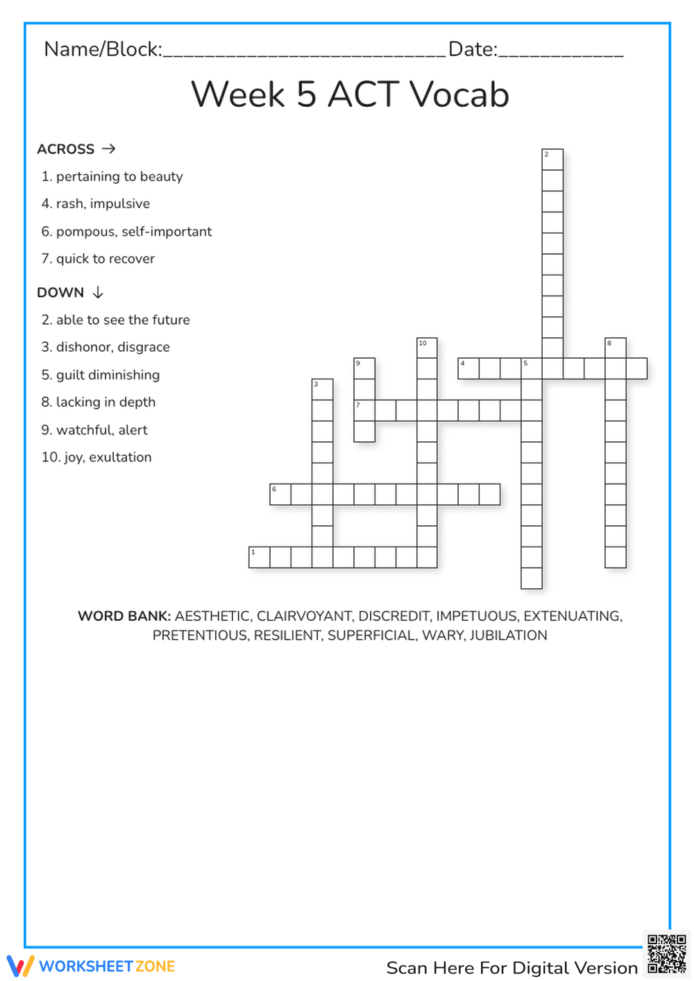Week 5 ACT Vocab - Page 1