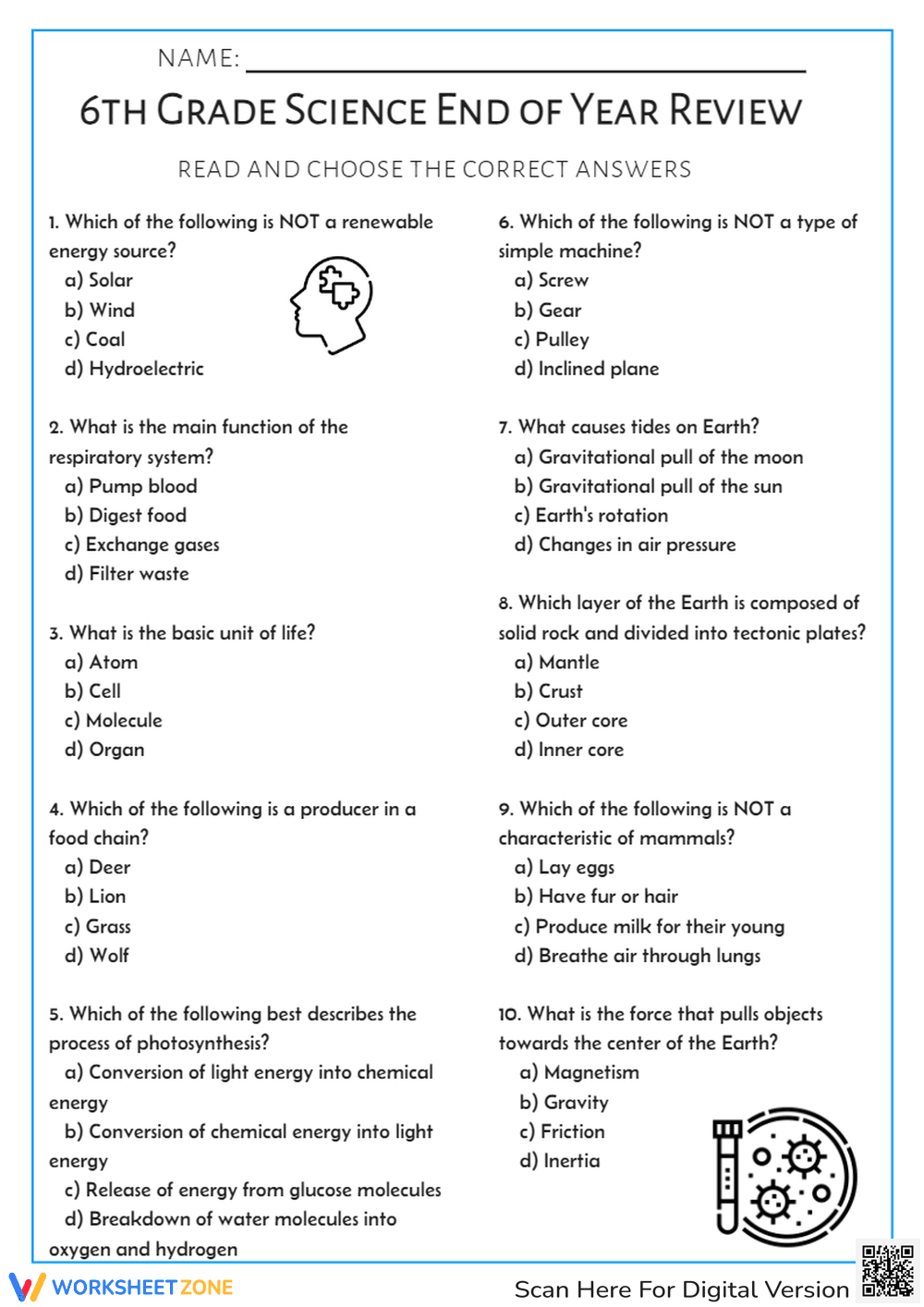 6th Grade Science End of Year Review | Essential Printable - Page 1