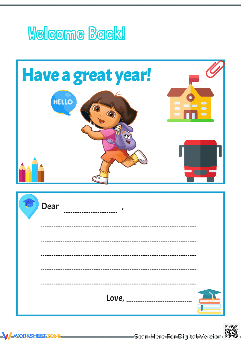 Printable Back to School Greeting Card | Grades 1-3 - Page 1
