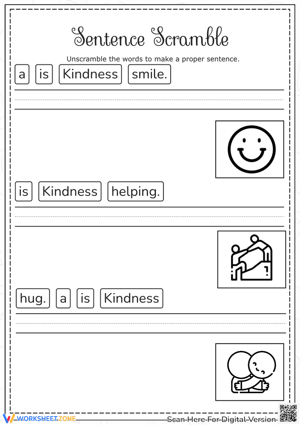 Kindness sentence scramble - Page 1