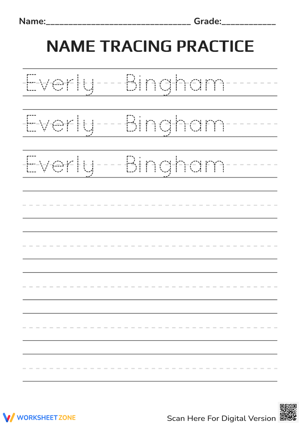 Printable Name Tracing Worksheet | Kindergarten Ready - Page 1