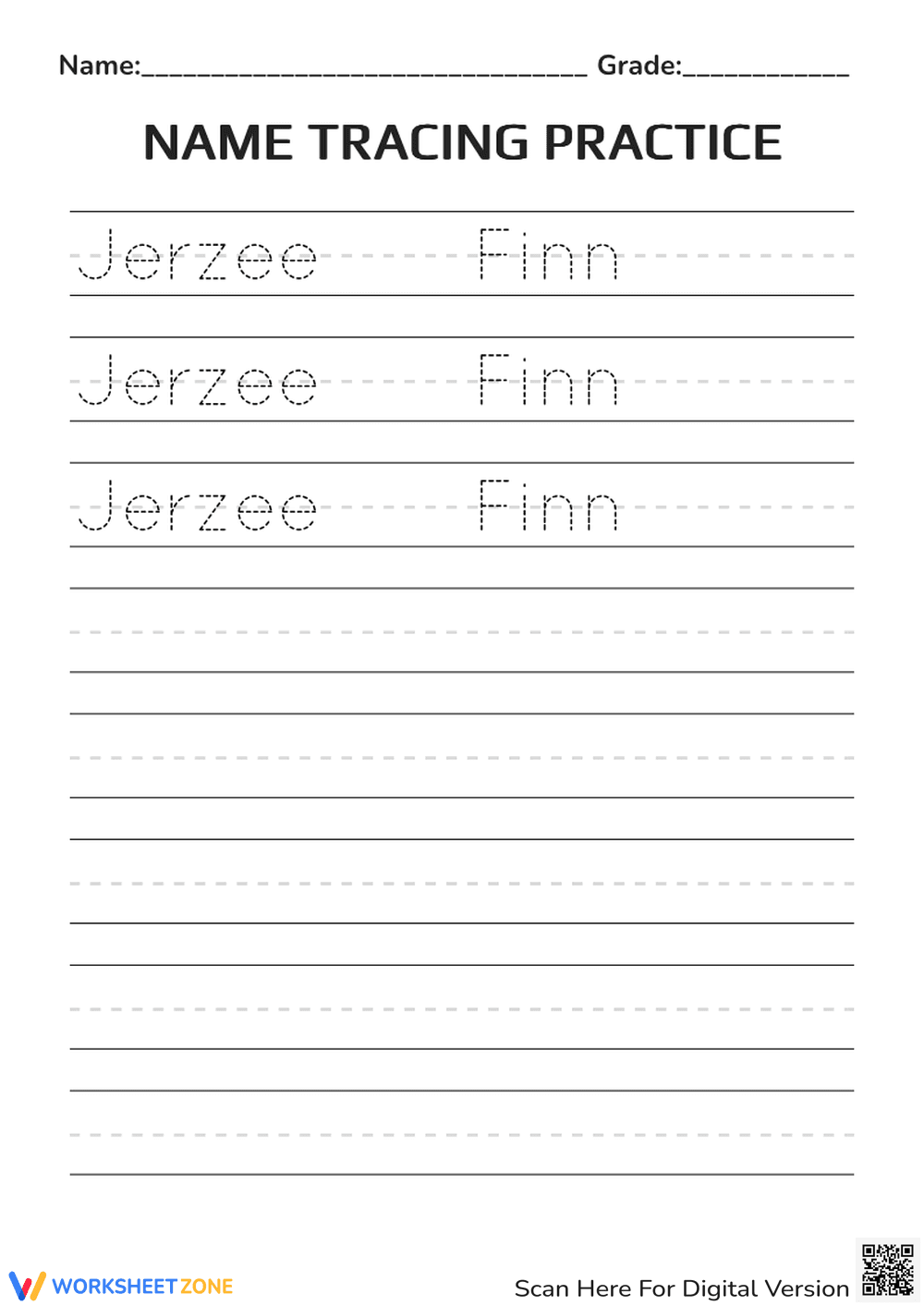 Name Tracing Worksheet | Grade K-1 Essential Practice - Page 1