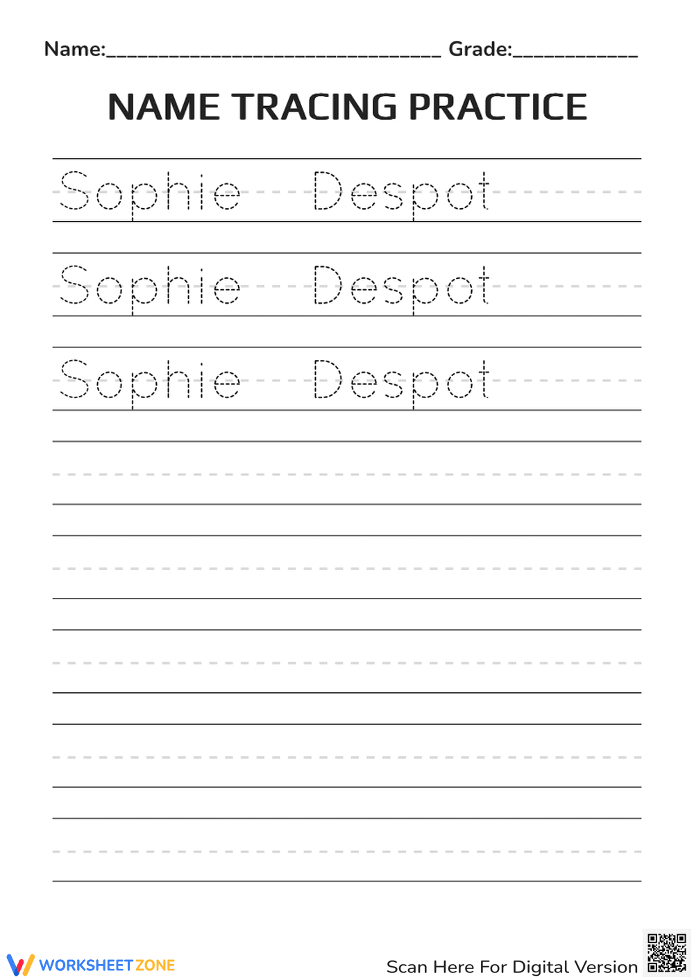 Name Tracing Practice | Essential Grade K-1 Printable - Page 1