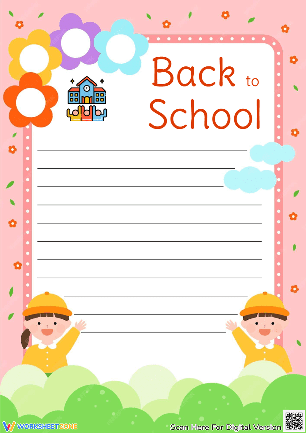 Back to School Writing Practice Sheet - Page 1