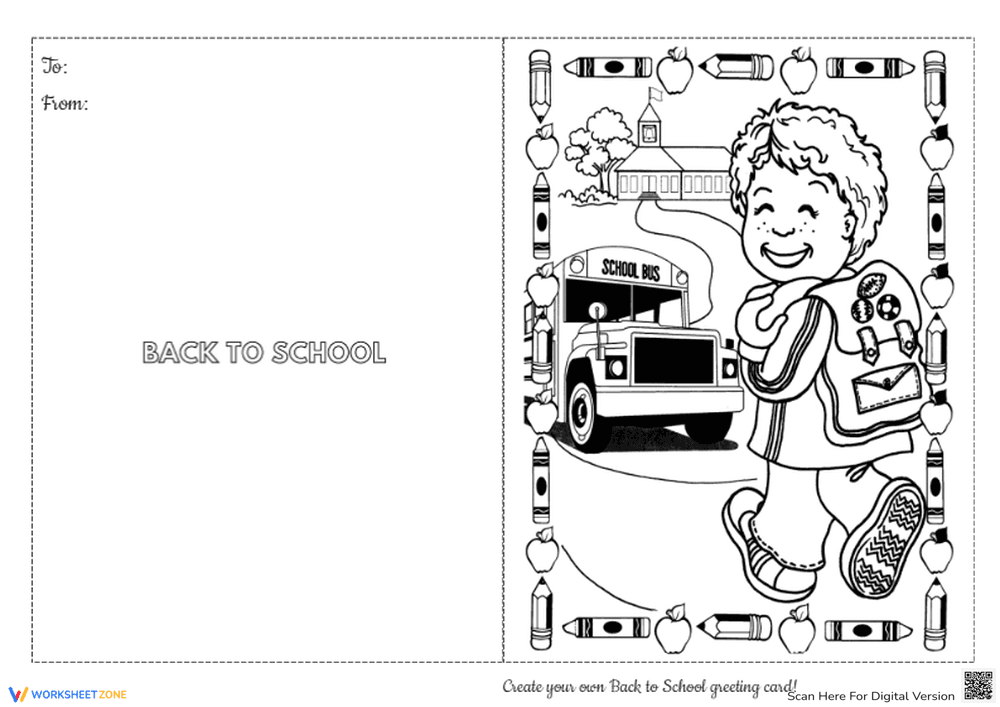 Back to School Greeting Card | Printable Grade K-2 Craft - Page 1