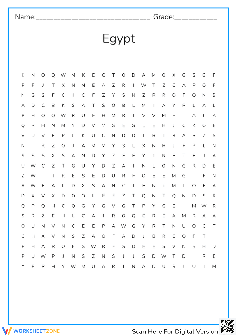 Egypt Word Search | Grade 4 Social Studies Printable - Page 1