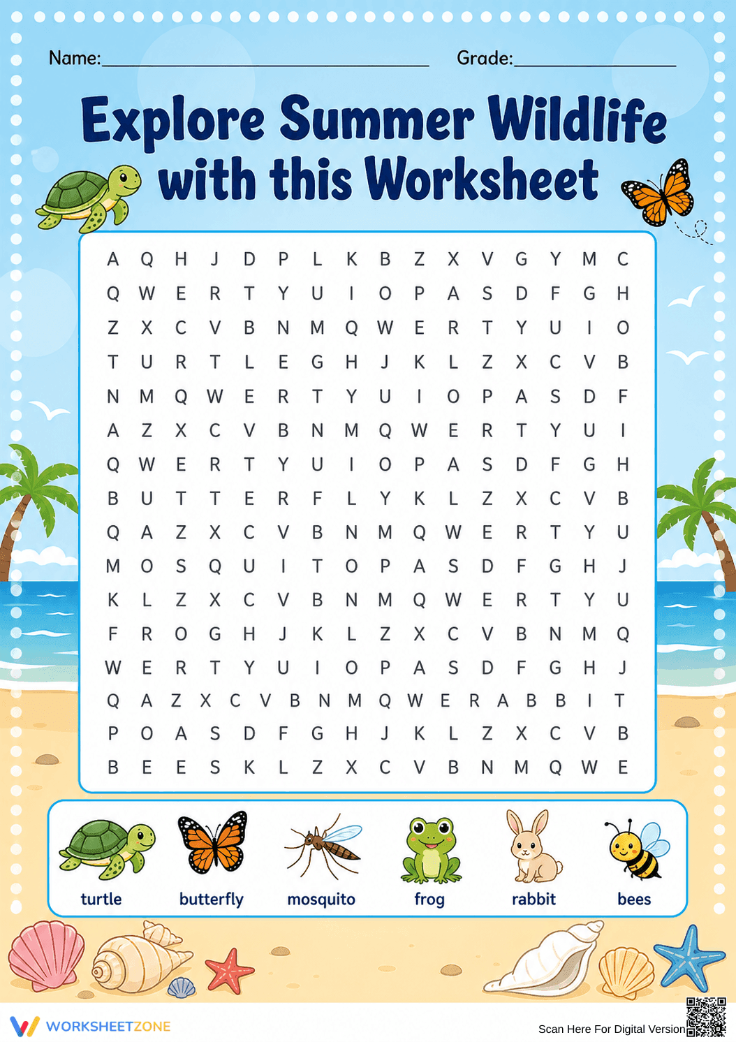 Grade 2 Summer Wildlife — Printable No-Prep Worksheet - Page 1