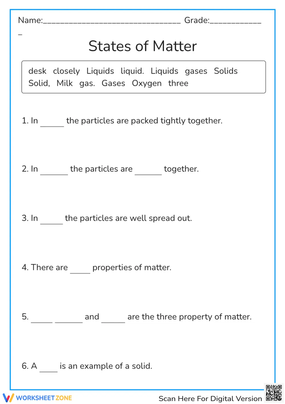 States of Matter fill in the blank - Page 1