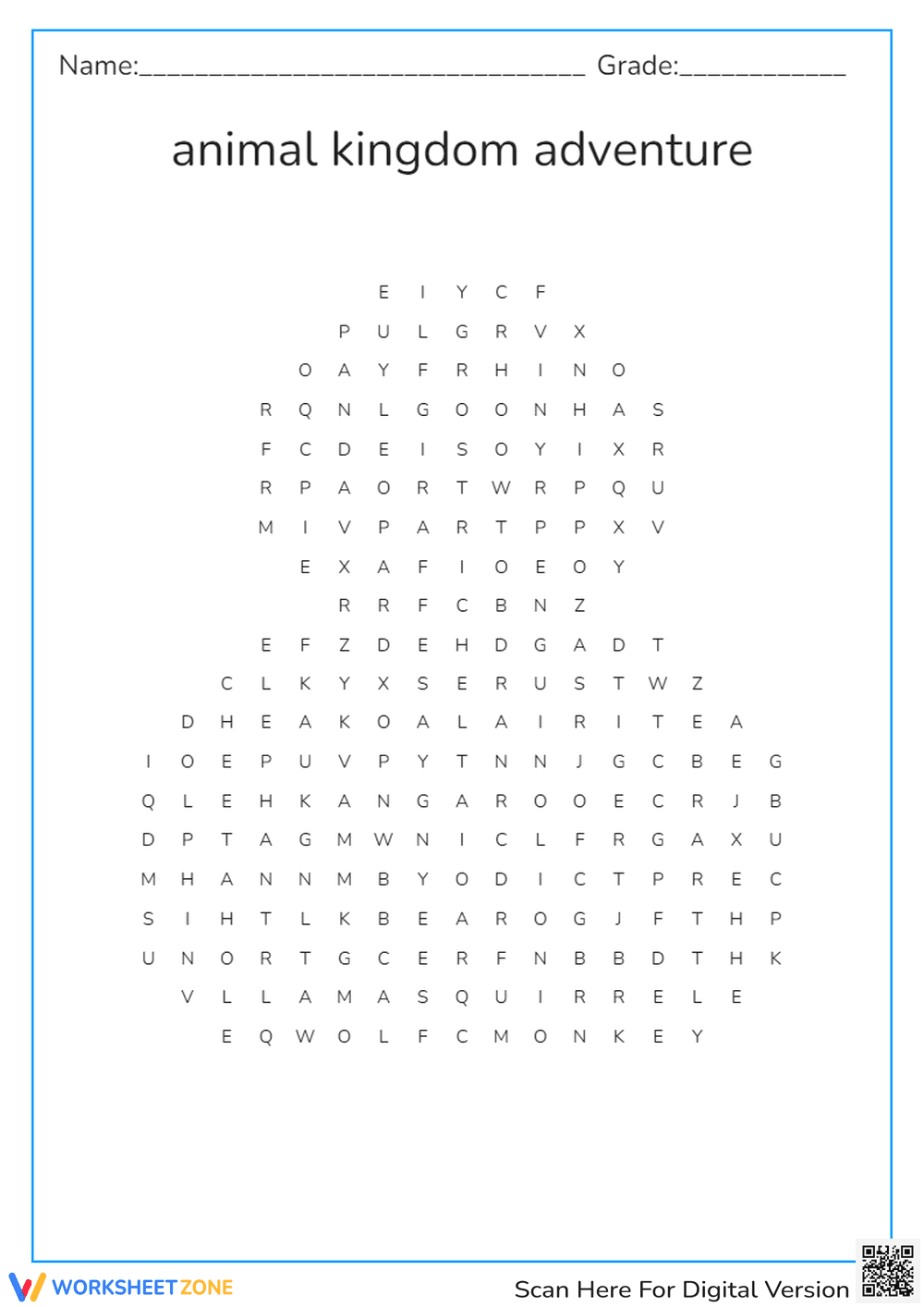 Animal Kingdom Word Search | Grade 3 Essential - Page 1