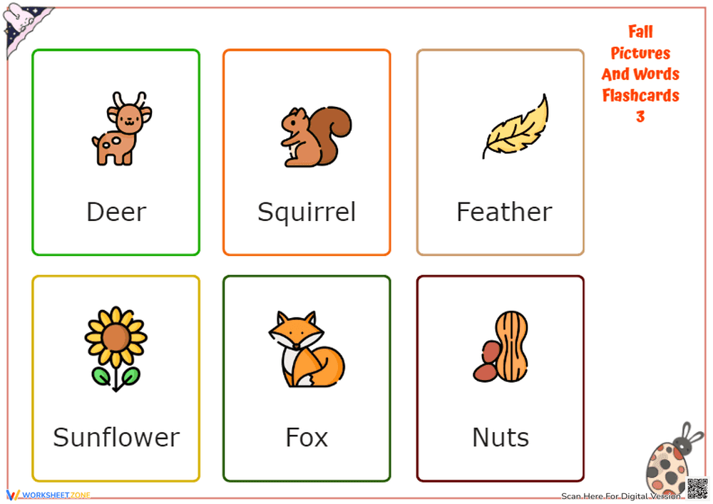 Fall Vocabulary Flashcards | Printable Grade K-2 - Page 1
