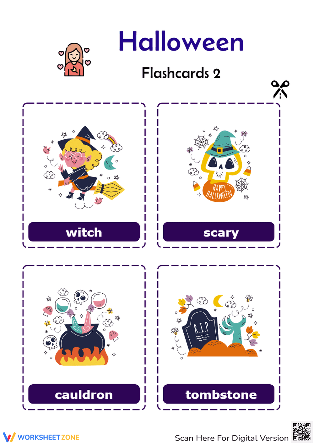 Halloween Vocabulary Flashcards | Printable Grade K-2 - Page 1