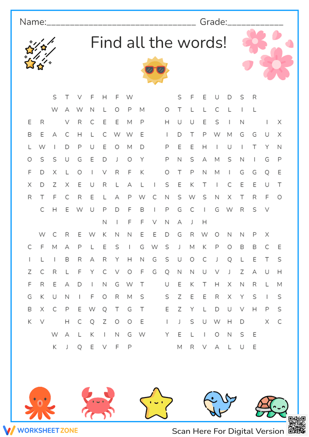 Grade 3 Word Search — Printable Vocabulary Worksheet - Page 1