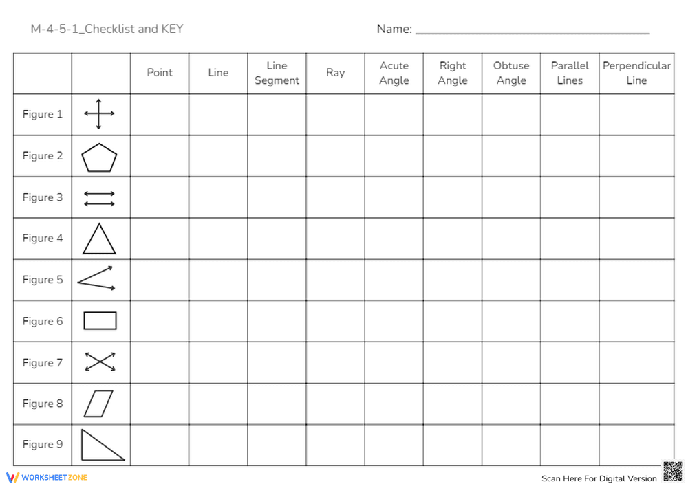 Geometry Checklist: Identify Points, Lines & Angles! - Page 1