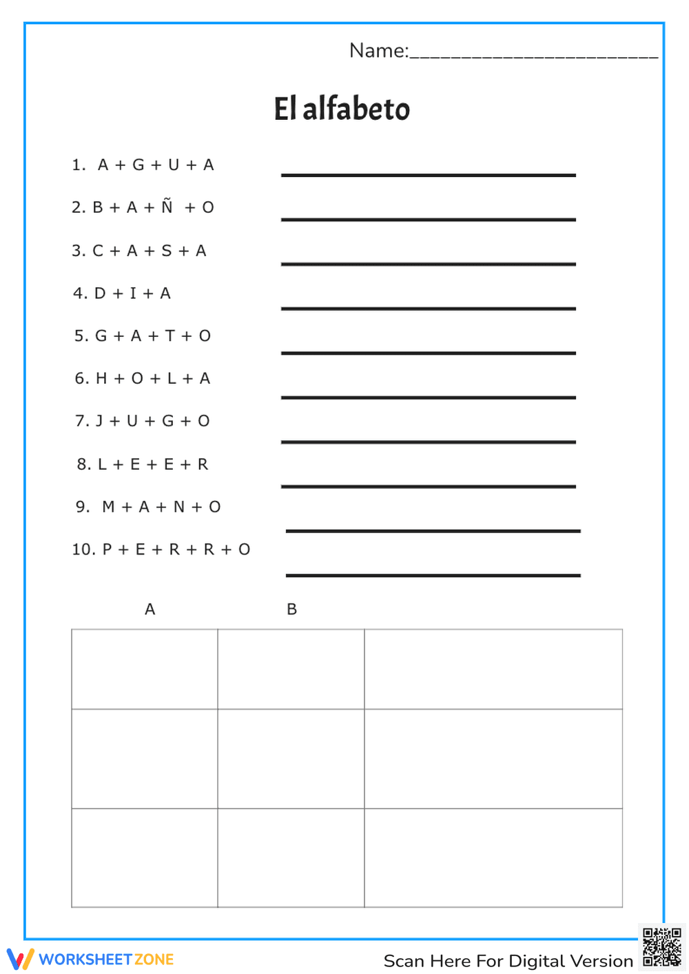 Spanish Alphabet Practice - Page 1