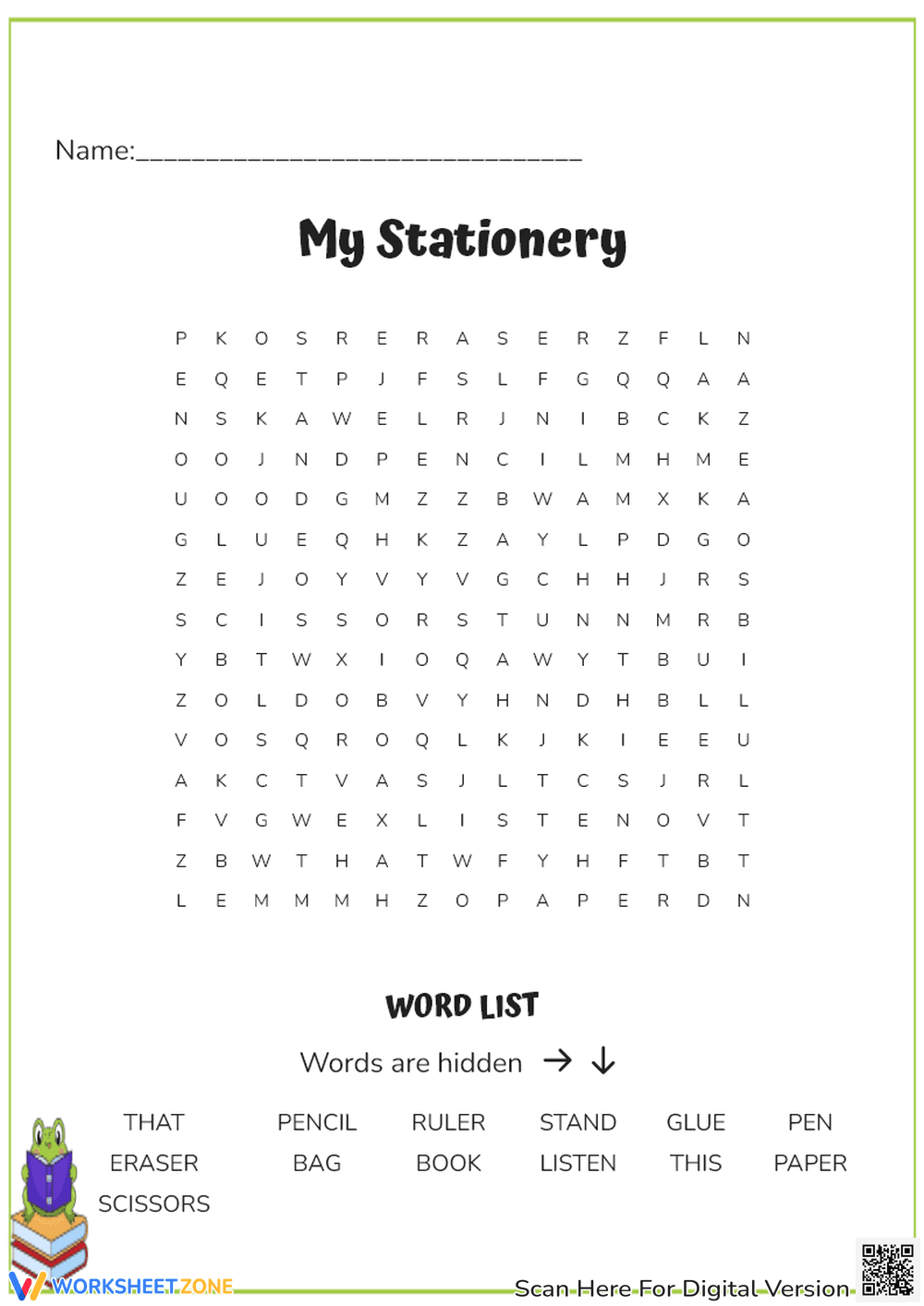 Stationery Word Search | Essential Grade K ELA - Page 1