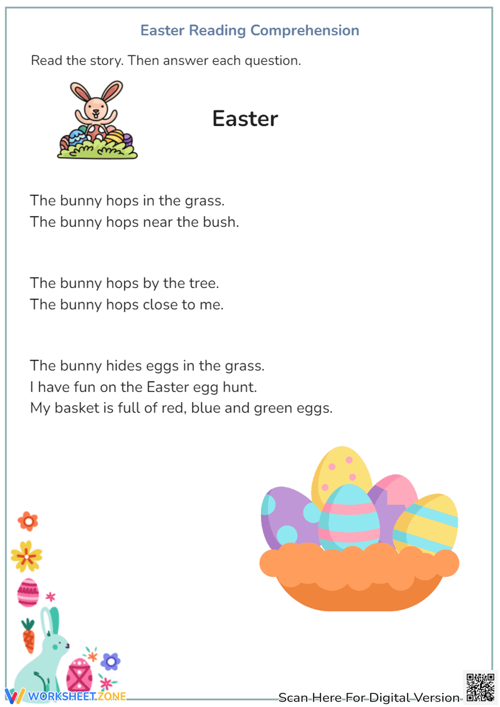 Easter Reading Comprehension | Grade 1 Printable Worksheet - Page 1