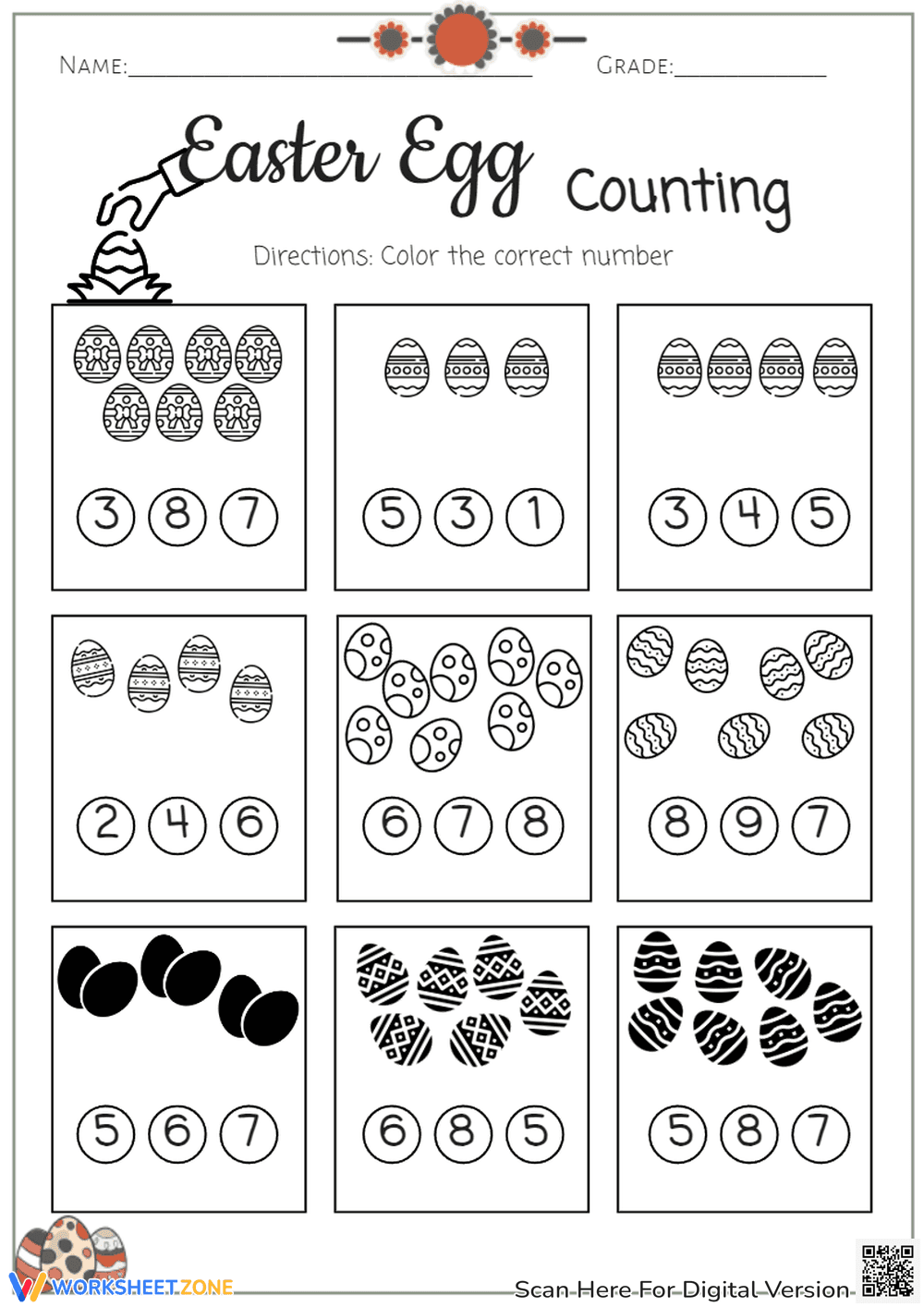 Easter Egg Counting Worksheet - Page 1