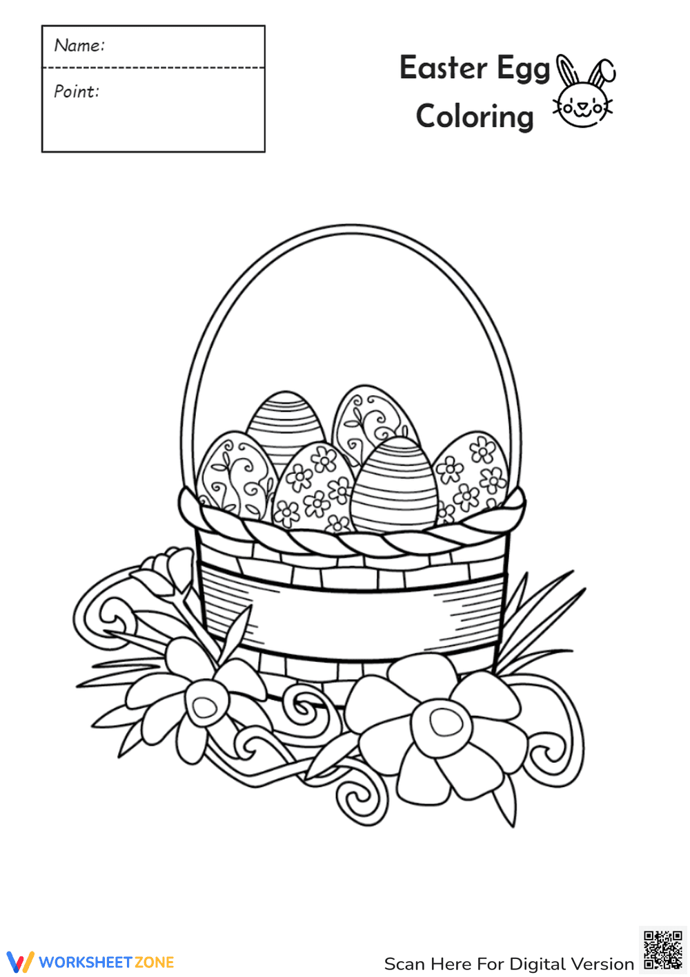 Easter Egg Coloring Page | Printable Grade 2-3 Art - Page 1
