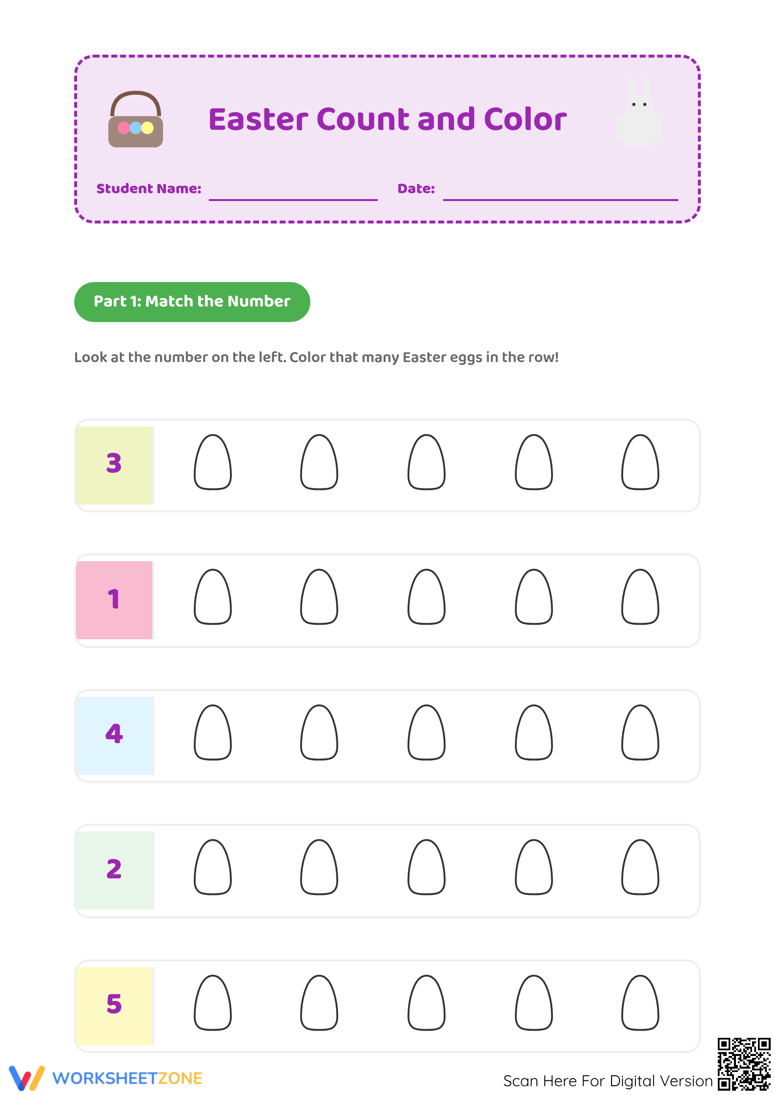 Grade K Counting Objects — Printable No-Prep Worksheet - Page 1