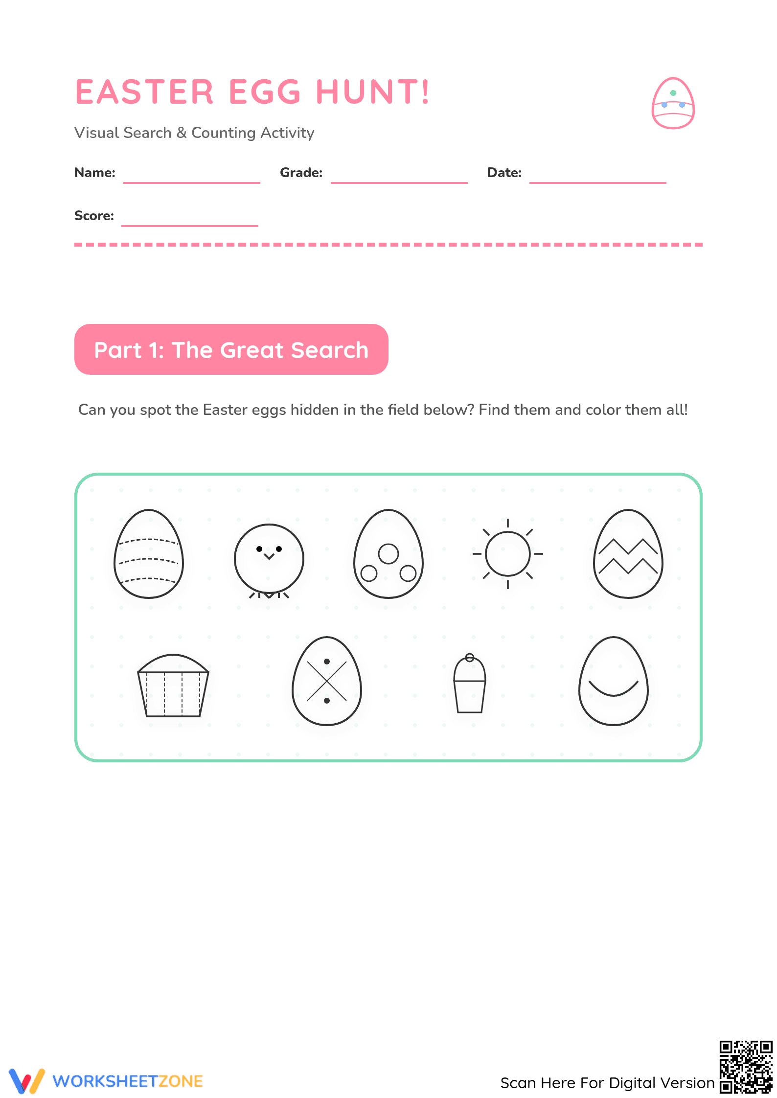 Easter Egg Hunt Math Activity | Essential Grade K Counting - Page 1