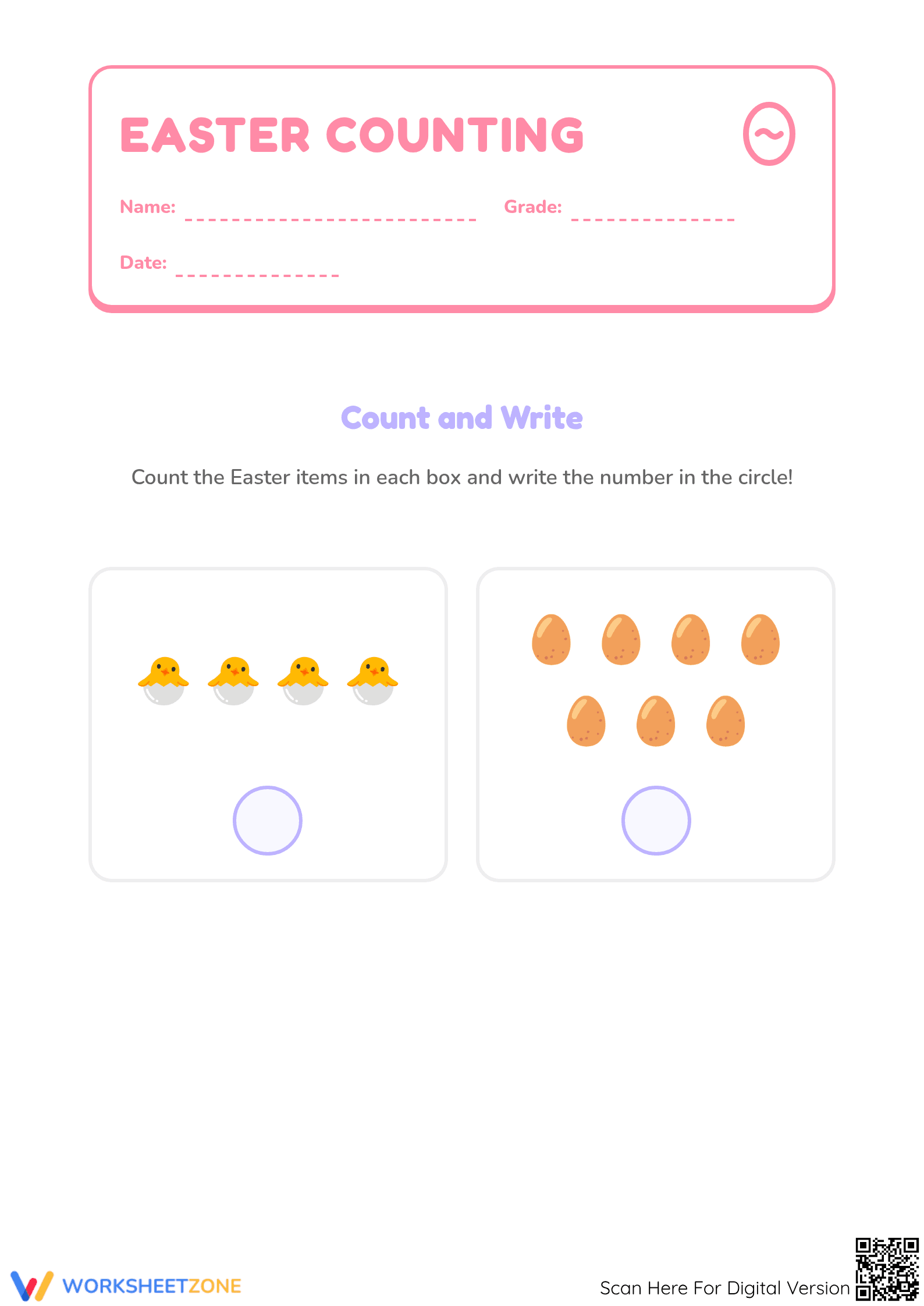 Easter Counting Worksheet | Grade 1 Printable - Page 1