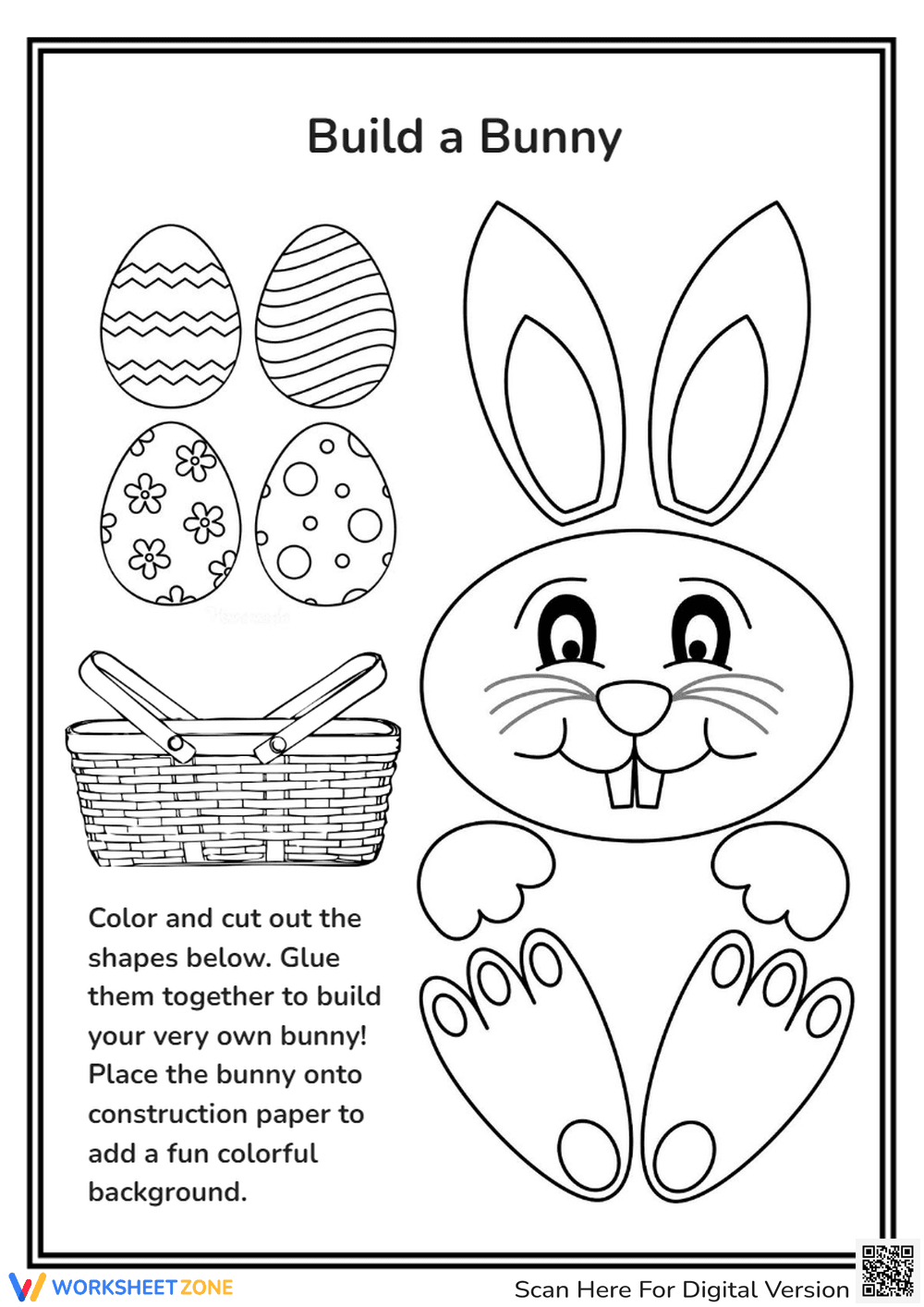 Printable Bunny Craft Activity | Grade K-1 Worksheet - Page 1