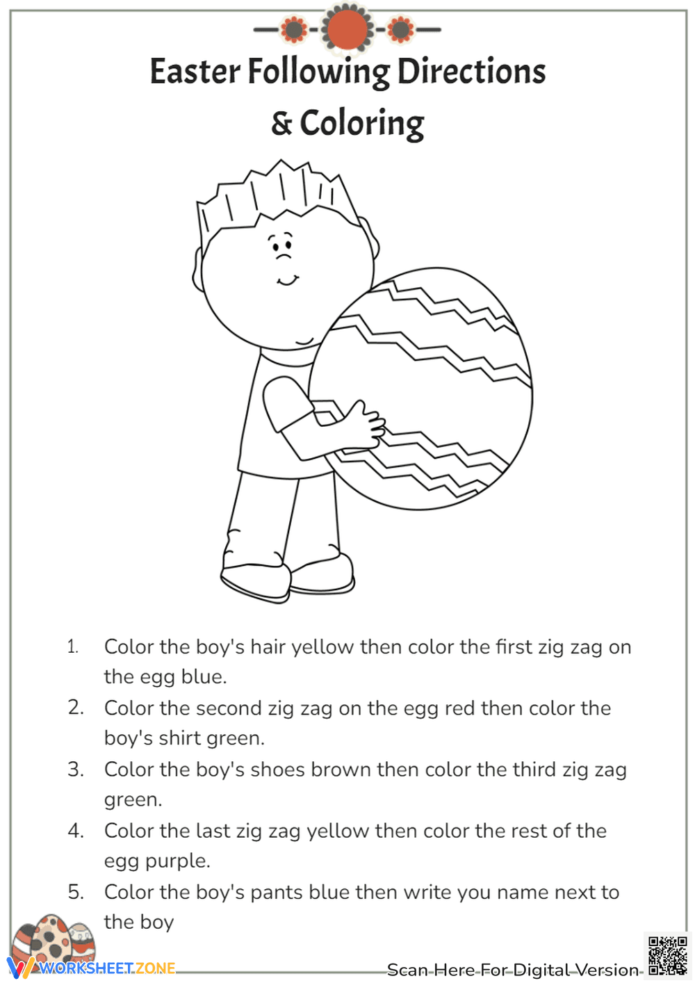 Easter Coloring: Following Directions - Fun Activity! - Page 1