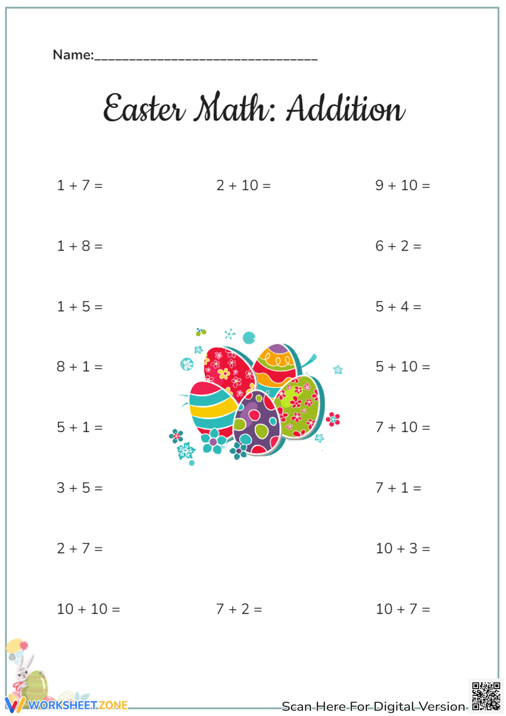 Easter Math: Addition Practice | Grade 1 Printable - Page 1