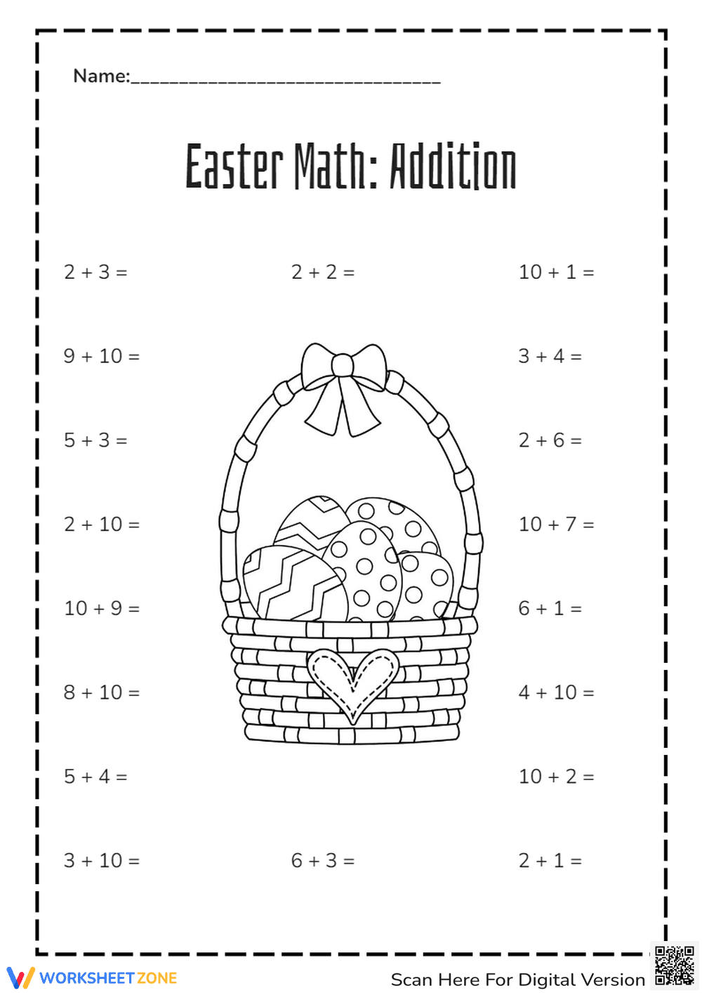 Easter Addition Worksheet | Grade 1-3 Printable - Page 1